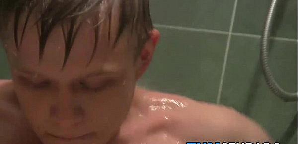  Adorable amateur twink Chris Jansen masturbates in a shower